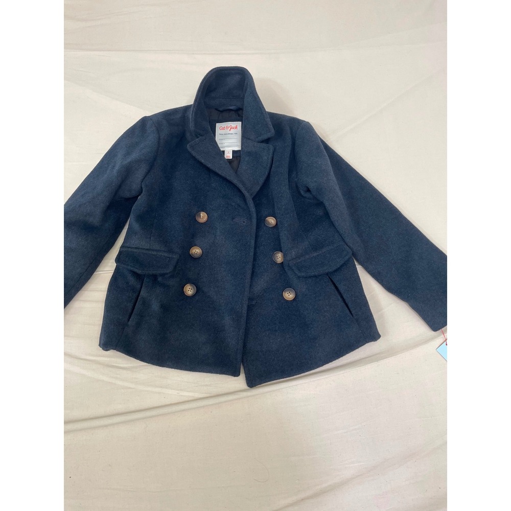 Cat & Jack Boys Navy Blue Double Breasted Peacoat Jacket Size Small 6/7